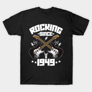 Rocking Since 1949 Vintage Rock Music Guitar 75th Birthday T-Shirt